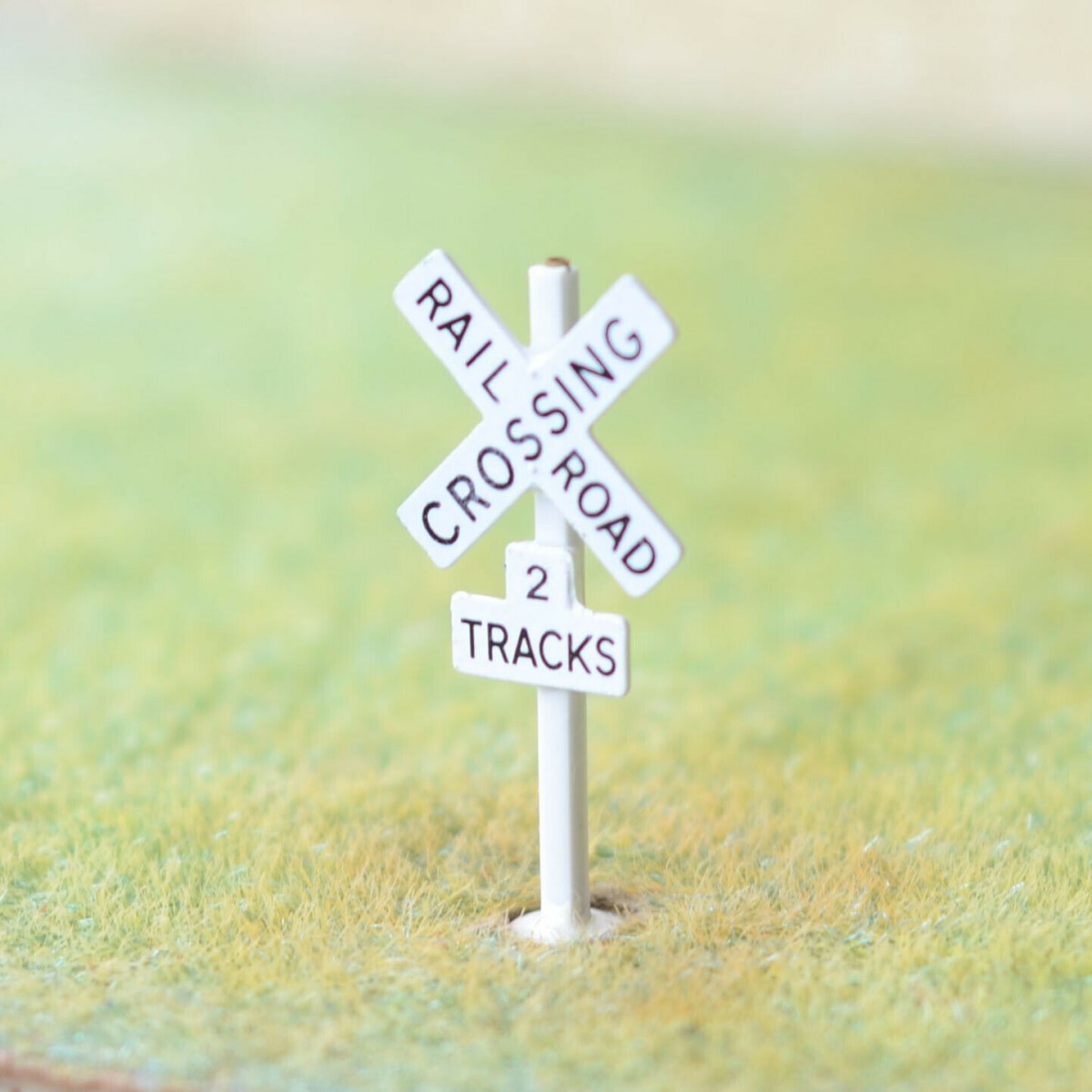 2 x HO scale railroad crossing warning sign CROSSBUCKS 2 tracks signal #2T